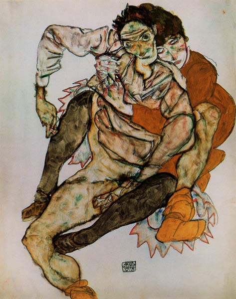 Sedentary couple squints (for Egon and Edith) de Egon Schiele
