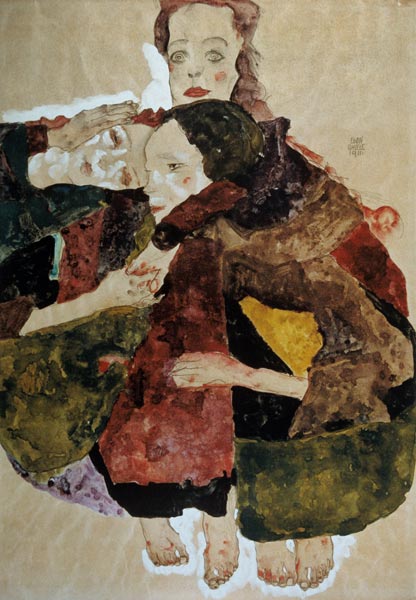 Group of three girls de Egon Schiele