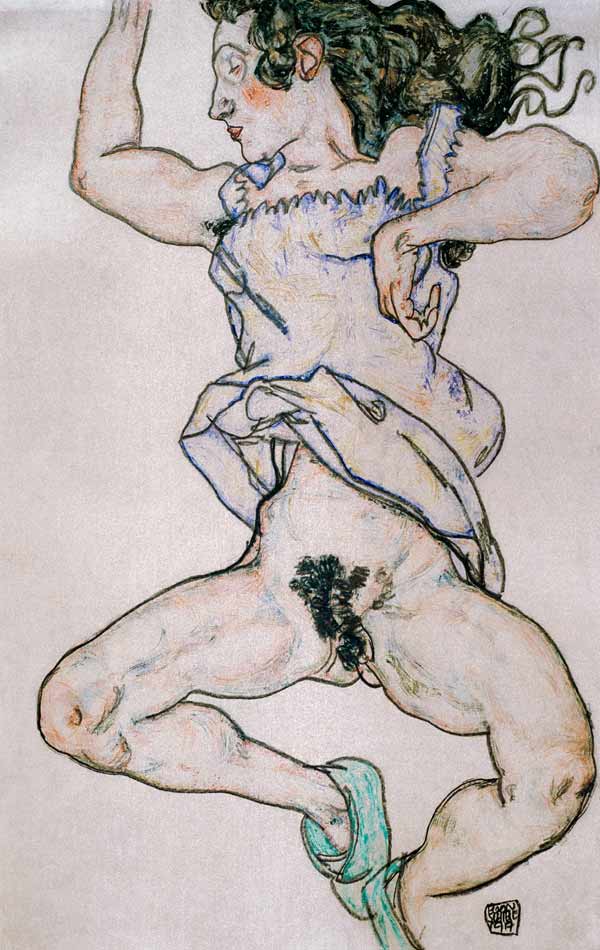 Reclining Nude w.Slippers de Egon Schiele