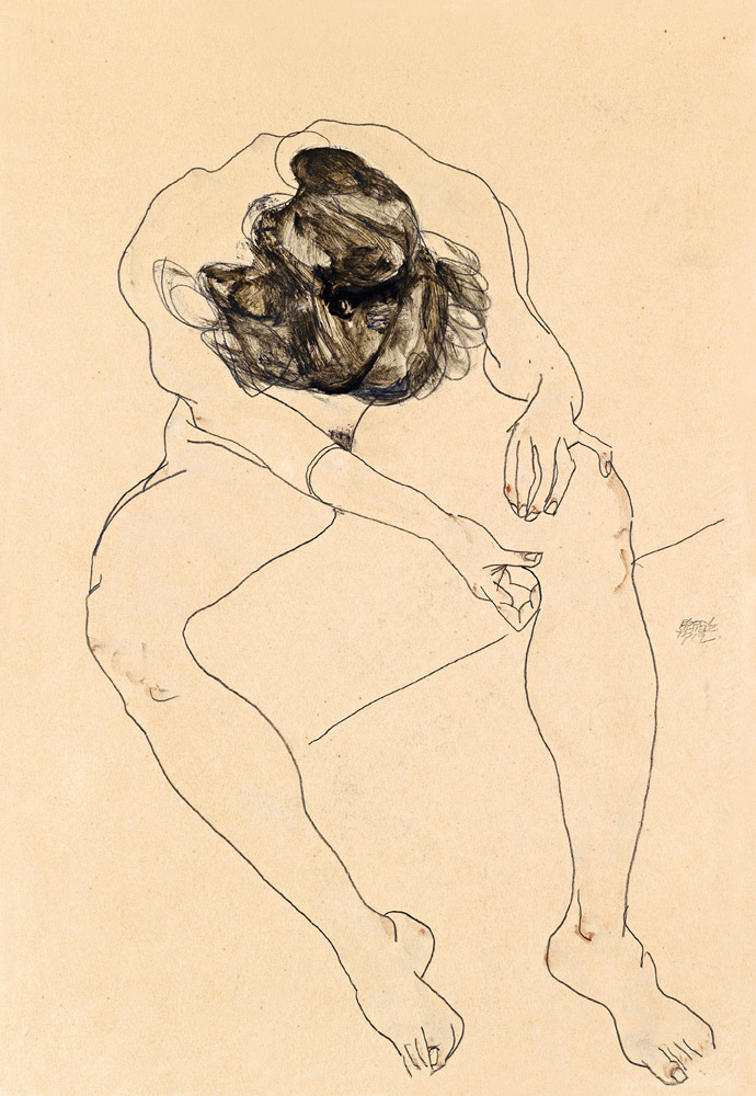 Seated female nude de Egon Schiele