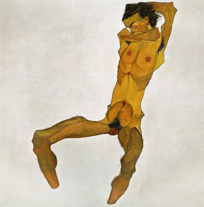 Sedentary masculine act (self-portrait) de Egon Schiele
