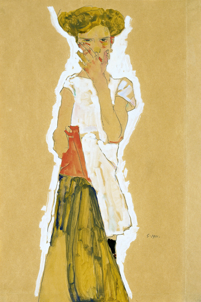 Standing Girl in White Petticoat de Egon Schiele