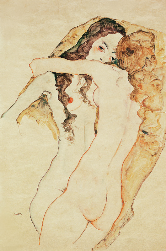 Dos mujeres abrazadas de Egon Schiele