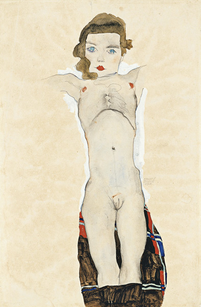 Nude Girl with Arms Outstretched de Egon Schiele