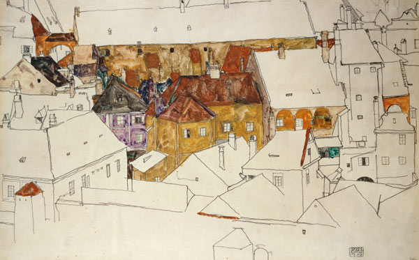 The yellow town de Egon Schiele