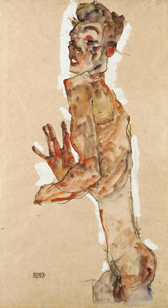 Self-Portrait with Splayed Fingers de Egon Schiele