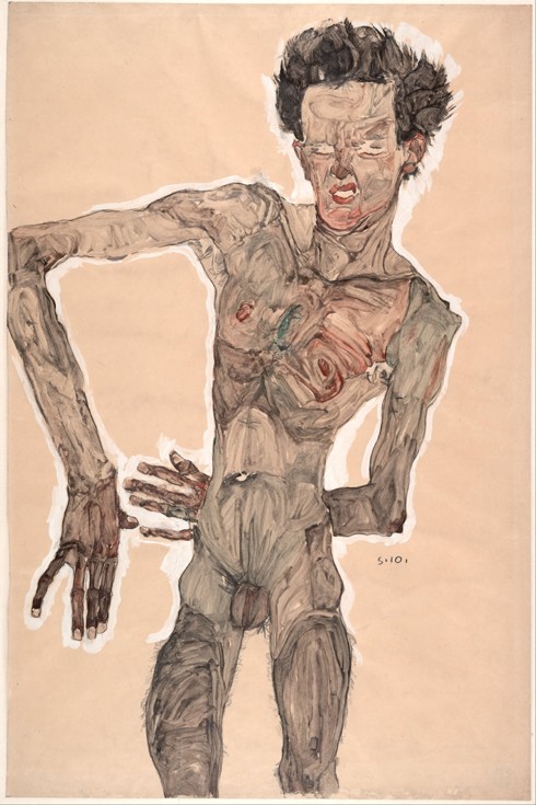 Nude Self-Portrait, Grimacing de Egon Schiele