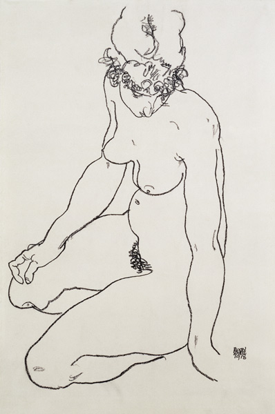 Seated female nude de Egon Schiele