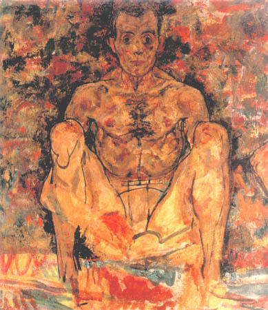 Squating man pair of (detail) de Egon Schiele