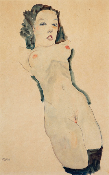 Reclining Nude with Black Stockings de Egon Schiele