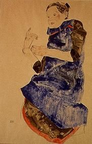 Girl with a blue apron de Egon Schiele