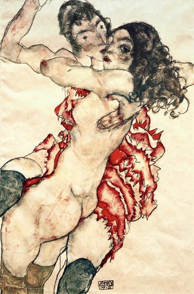 Pair of Women (Women embracing each other) de Egon Schiele