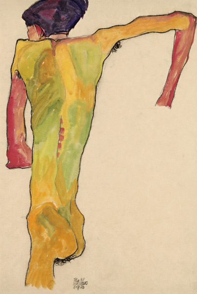 Male Nude, Propping Himself Up de Egon Schiele