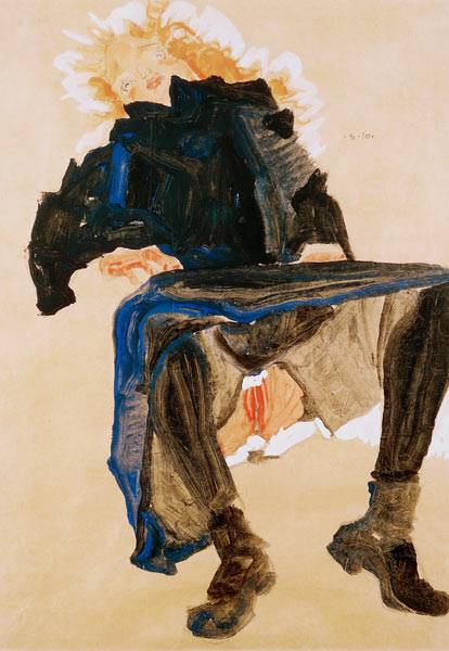 Seated Wom.w.Lifted Skirt de Egon Schiele