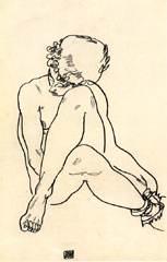 Sedentary act with crossed legs de Egon Schiele