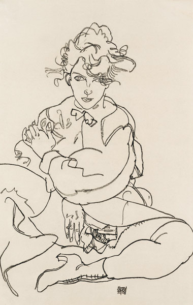 Girl sitting with spread legs de Egon Schiele