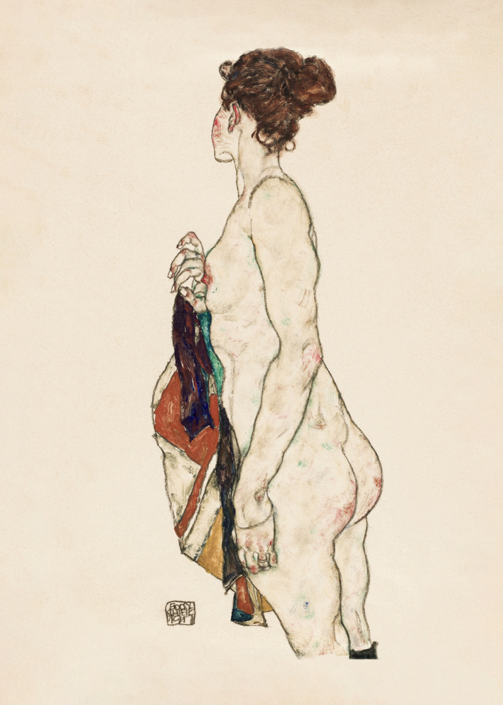 Standing Nude Woman With a Patterned Robe 1917 de Egon Schiele