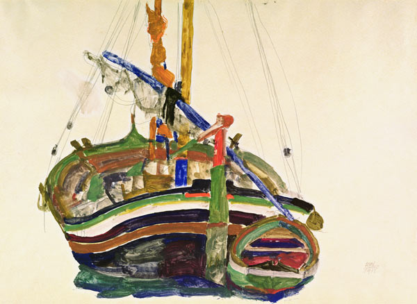 Barco de pesca en Trieste de Egon Schiele