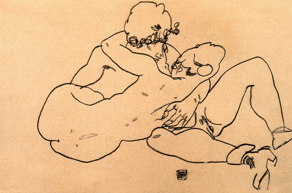 Two acts hugging himself de Egon Schiele