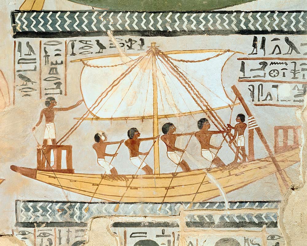 Boatmen on the Nile, from the Tomb of Sennefer, New Kingdom de Egyptian