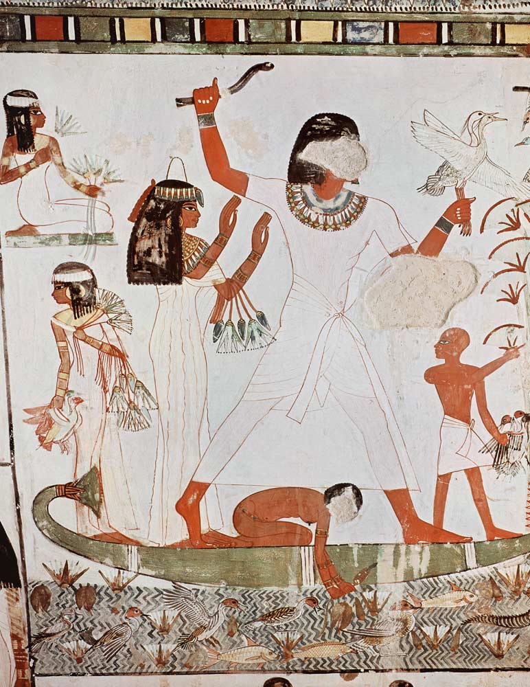 Fishing and fowling in the marshes, detail from the Tomb Chapel of Menna, New Kingdom de Egyptian