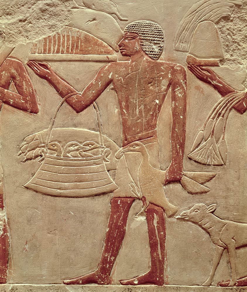 Relief depicting a porter with a basket of fledglings, from the Tomb of Princess Idut, Old Kingdom de Egyptian