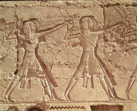 Archers, detail from the hunt of Ramesses III (c.1184-1153 BC) from the Mortuary Temple of Ramesses de Egyptian