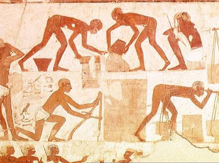 Construction of a wall, from the Tomb of Rekhmire, vizier of Tuthmosis III and Amenhotep II, New Kin de Egyptian