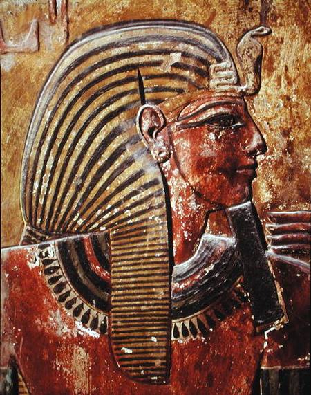 The head of Seti I (r.1294-1279 BC) from the Tomb of Seti, New Kingdom de Egyptian
