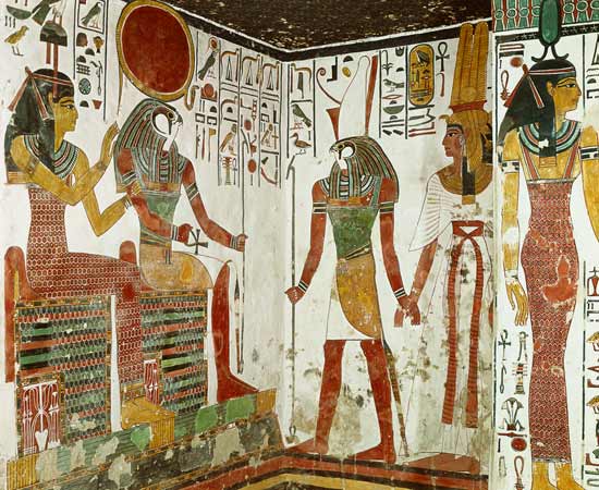 Nefertari traído frente al Diós Re-Horakhty de Egyptian