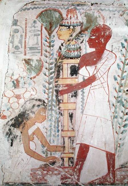 Preparing a mummy for a purification ceremony, from a tomb at Thebes, New Kingdom de Egyptian