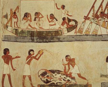 Sacrifice and purification of a bull, and a sailing ritual de Egyptian