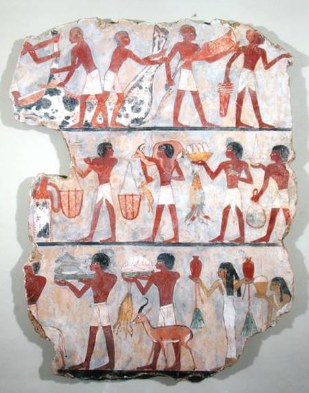 Scene of butchers and servants bringing offerings, from the Tomb of Onsou de Egyptian