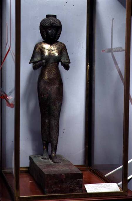 Statue of the Divine Adoratress Karomama, Third Intermediate Period (bronze with gold, silver & elec de Egyptian