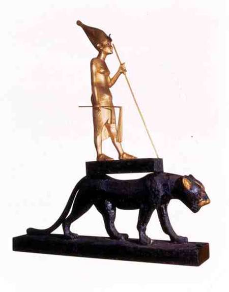 Statuette of the king upon a Leopard. from the Tomb of Tutankhamun (c.1370-1352 BC) New Kingdom (woo de Egyptian