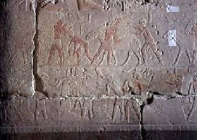 Harvest scene, detail of relief decoration from the Mastaba of Akhethotep at Saqqara