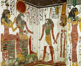 Nefertari traído frente al Diós Re-Horakhty