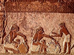 Relief depicting the making and baking of bread, Old Kingdom