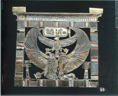 Pectoral of Ramesses II (c.1290-1224 BC) New Kingdom (gold, glass & turquoise) (see also 55440) de Egyptian 19th Dynasty