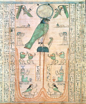 Adoration of the Rising Sun in the Form of the Falcon Re-Horakhty, New Kingdom, c.1150 BC (papyrus) de Egyptian 20th Dynasty