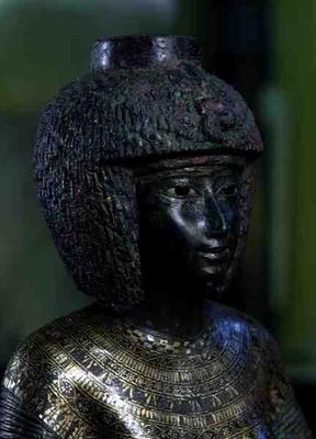 Statue of the Divine Adoratress Karomama, Third Intermediate Period (bronze with gold, silver & elec de Egyptian 22nd Dynasty