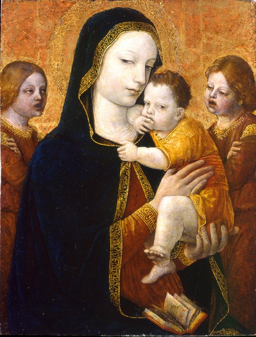The Virgin and Child with two Angels de eigentl. Ambrogio da Fossano um Bergognone