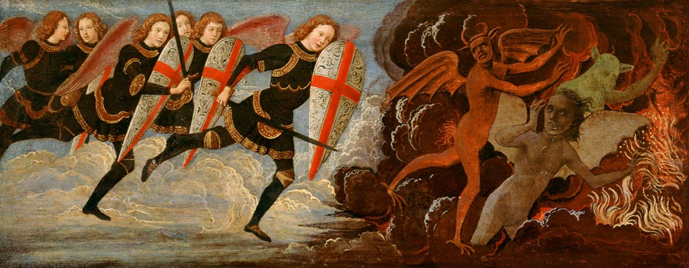St. Michael and the Angels at War with the Devil de  (eigentl. Domenico Tommaso Bigordi) Ghirlandaio Domenico