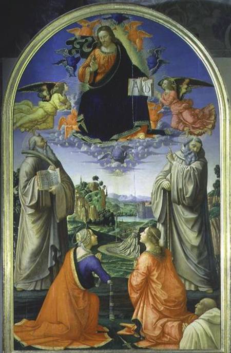 Christ in Glory with St. Benedict (c.480-547), St. Romuald (c.952-1027), St. Attinia, St. Grecinia a de  (eigentl. Domenico Tommaso Bigordi) Ghirlandaio Domenico