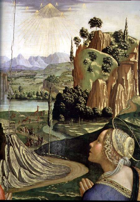 Christ in Glory with saints, detail of the landscape de  (eigentl. Domenico Tommaso Bigordi) Ghirlandaio Domenico