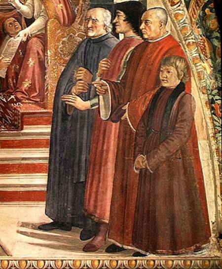 Detail of St. Francis receiving the Rule of the Order from Pope Honorius, scene from the cycle of th de  (eigentl. Domenico Tommaso Bigordi) Ghirlandaio Domenico
