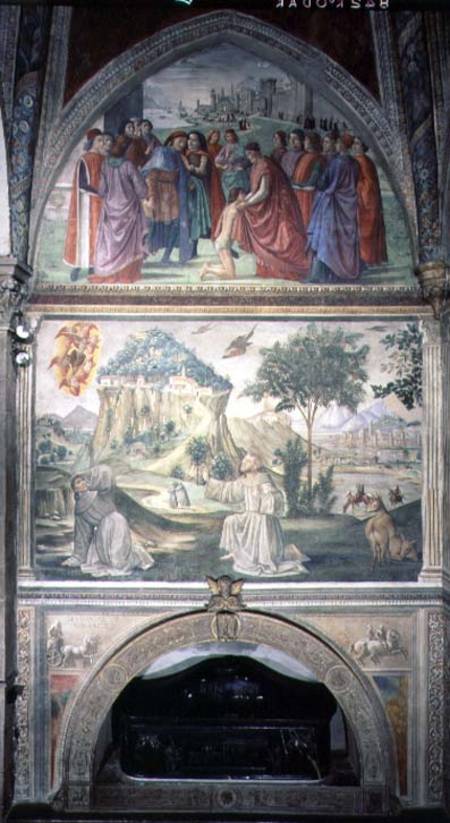 St. Francis Renouncing his Worldy Goods and the Stigmatization, from the Life of St. Francis Cycle de  (eigentl. Domenico Tommaso Bigordi) Ghirlandaio Domenico