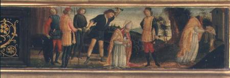 The Martyrdom of St. Denis (Dionysius) of Paris, section of predella panel depicting scenes from the de  (eigentl. Domenico Tommaso Bigordi) Ghirlandaio Domenico