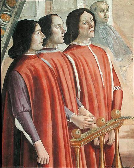 Members of the Sassetti family, from a scene from a cycle of the Life of St. Francis of Assisi de  (eigentl. Domenico Tommaso Bigordi) Ghirlandaio Domenico