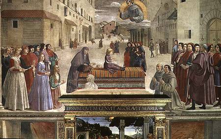 The miracle of the boy brought back to life, scene from a cycle of the Life of St. Francis of Assisi de  (eigentl. Domenico Tommaso Bigordi) Ghirlandaio Domenico